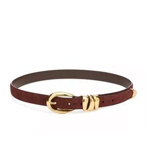 BRAND NEW Madewell Brown Suede Leather Belt with Gold Accents